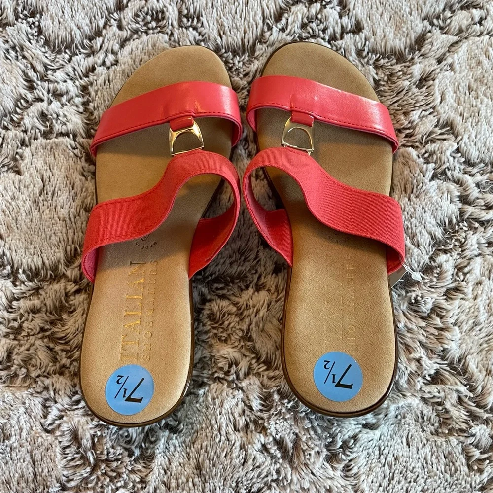 COPY - Coral Italian Shoemakers Made in Italy Strap Wedge Sandals - Picture 6 of 7